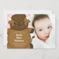 Bison Buffalo Baby Shower Pink