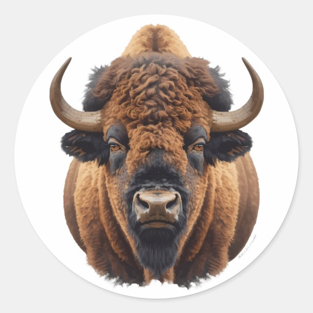 Bison / Buffalo Classic Round Sticker (Front)