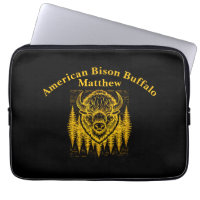 Bison Buffalo Head Illustration Amid Tall Trees