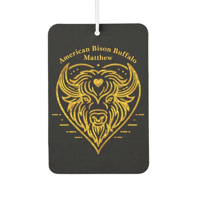 Bison Buffalo Illustration in Heart Shape Design Car Air Freshener (Front)