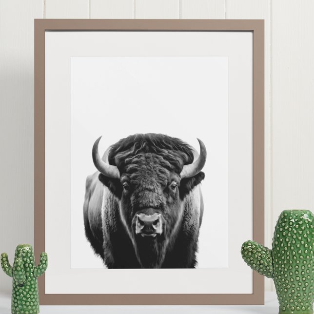 Bison Buffalo Modern Portrait black white   Poster (Creator Uploaded)