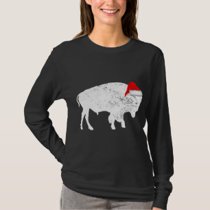 Bison Buffalo Santa Hat - Christmas Pajama T-Shirt