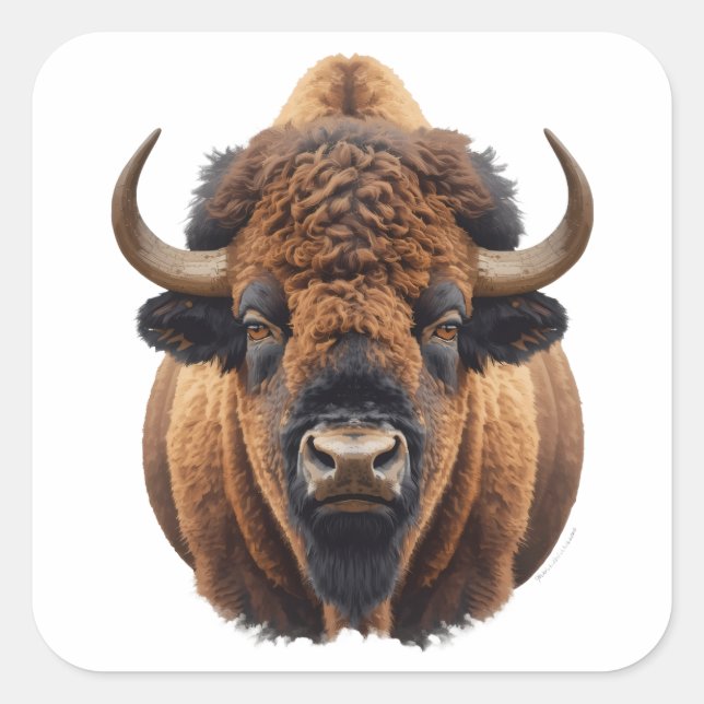 Bison / Buffalo Square Sticker (Front)