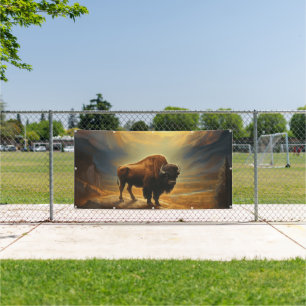 Bison Buffalo Sunset View Banner
