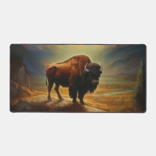Bison Buffalo Sunset View Painting Desk Mat