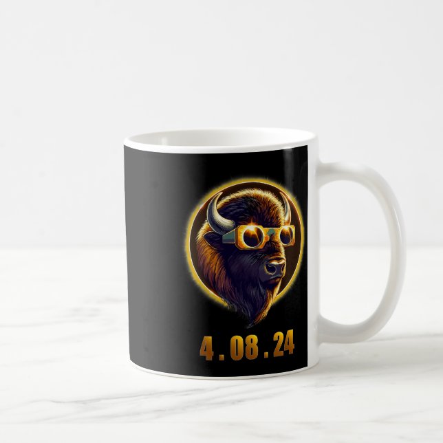 Bison Buffalo Wearing Gles Solar 2024 Eclipse  Coffee Mug (Right)