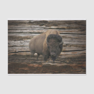 Bison Buffalo Wood Background Tissue Paper
