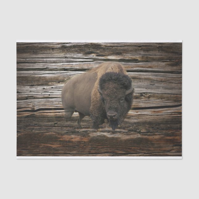 Bison Buffalo Wood Background Tissue Paper (Front)