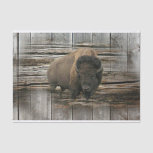 Bison Buffalo Wood Background Tissue Paper