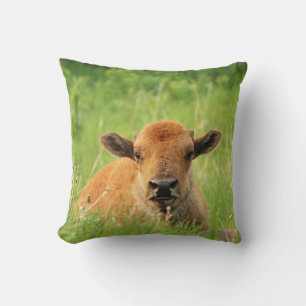 Bison Calf Throw Pillow
