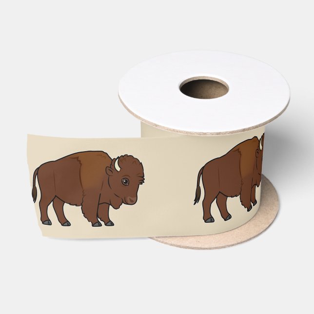 Bison Cartoon 3'In. Satin Ribbon (Spool)