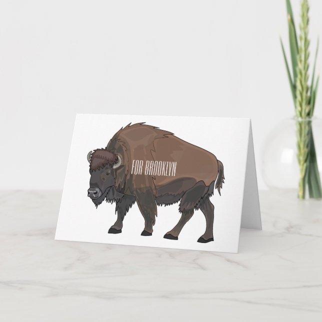 Bison cartoon illustration card (Front)