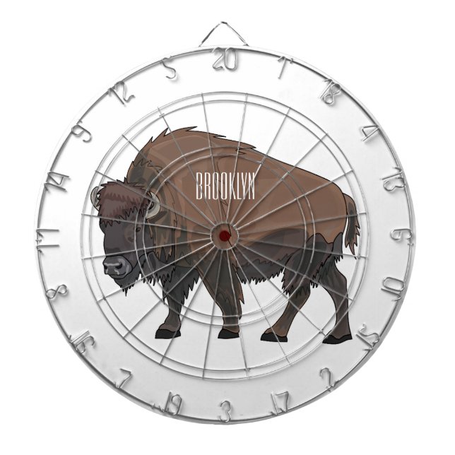 Bison cartoon illustration dartboard (Front)