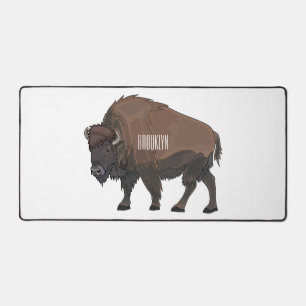 Bison cartoon illustration desk mat