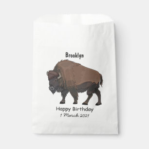 Bison cartoon illustration favour bags