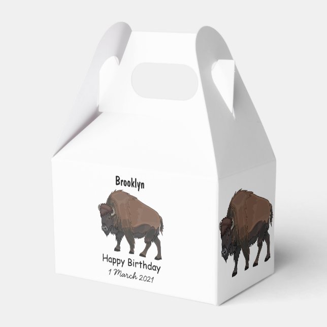 Bison cartoon illustration favour box (Front Side)