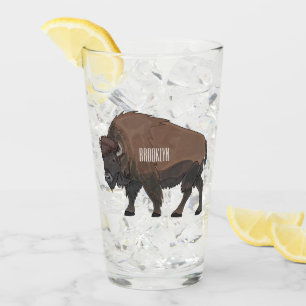Bison cartoon illustration glass