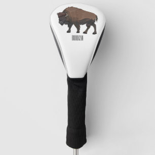 Bison cartoon illustration golf head cover
