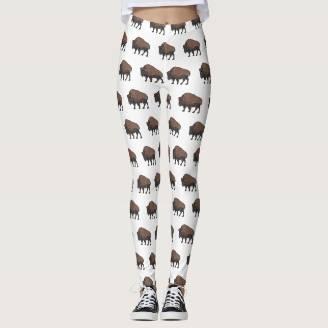 Bison cartoon illustration leggings (Front)