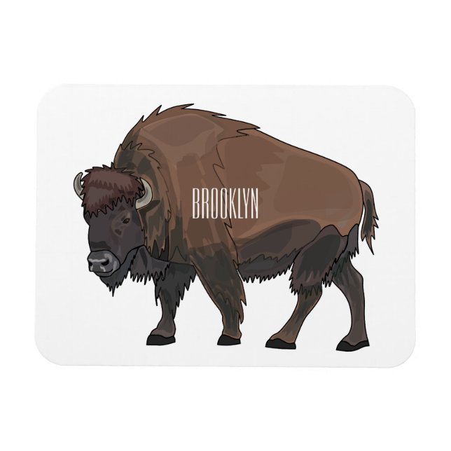 Bison cartoon illustration magnet (Horizontal)