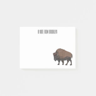 Bison cartoon illustration post-it notes