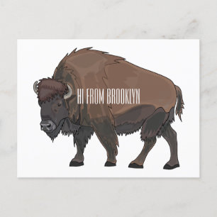 Bison cartoon illustration postcard