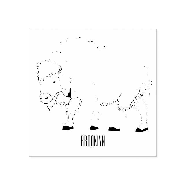 Bison cartoon illustration rubber stamp (Imprint)