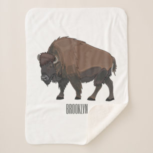 Bison cartoon illustration sherpa blanket