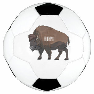 Bison cartoon illustration soccer ball