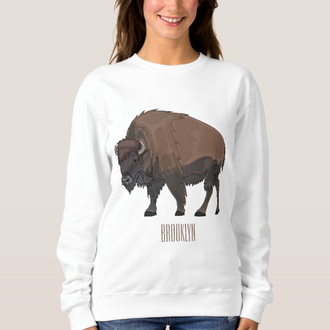 Bison cartoon illustration sweatshirt (Front)