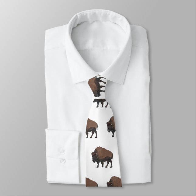 Bison cartoon illustration tie (Tied)