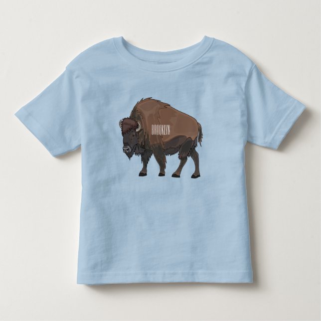 Bison cartoon illustration toddler T-Shirt (Front)