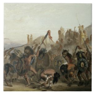 Bison-Dance of the Mandan Indians in front of thei Tile