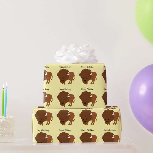 Bison Design Any Background Colour Birthday Gift Wrapping Paper (Party Gifts)