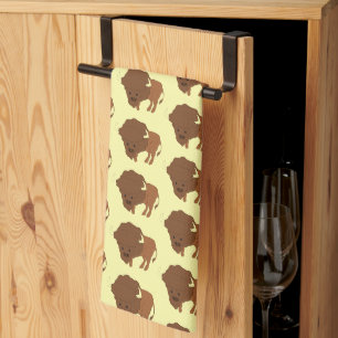 Bison Design Any Colour Background Tea Towel
