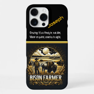Bison Farmer at Sunset in Fields iPhone 16 Pro Max Case