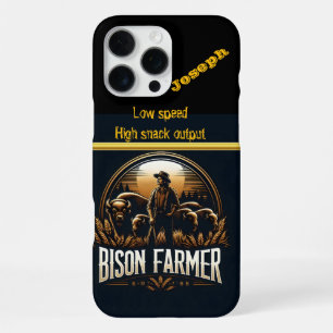 Bison Farmer Stands Proudly Among His Herd at Dusk iPhone 16 Pro Max Case