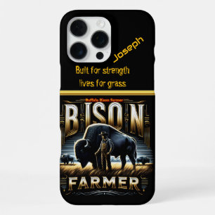 Bison Farmer Tending to Herds in a Golden Field iPhone 16 Pro Max Case