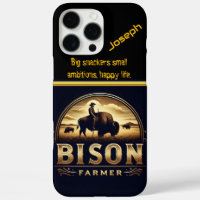 Bison Farmer Tending to His Herd in Golden Fields