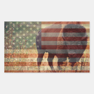Bison Flag Rectangular Sticker