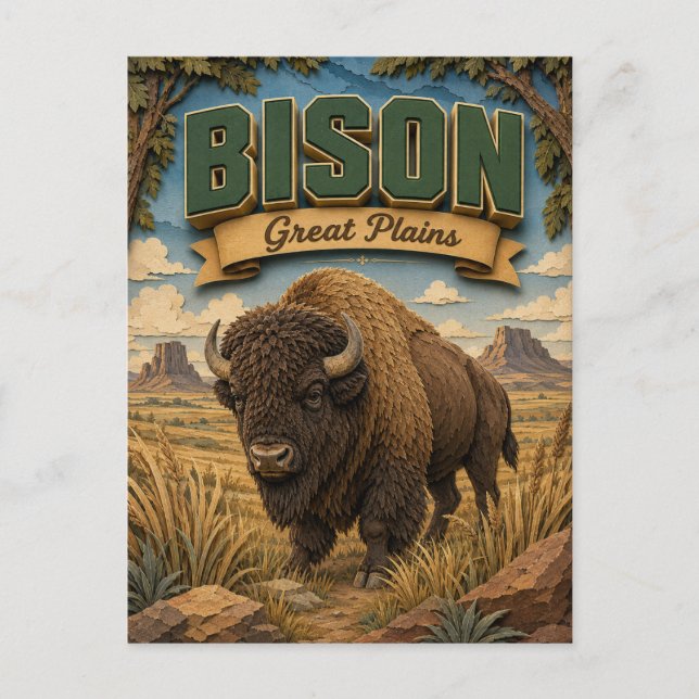 Bison Great Plains POPCUT Postcard (Front)