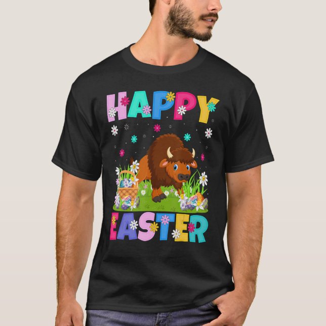 Bison   Happy Easter Bunny Bison Easter Sunday T-Shirt (Front)
