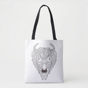 Bison Head Doodle 2 Tote Bag