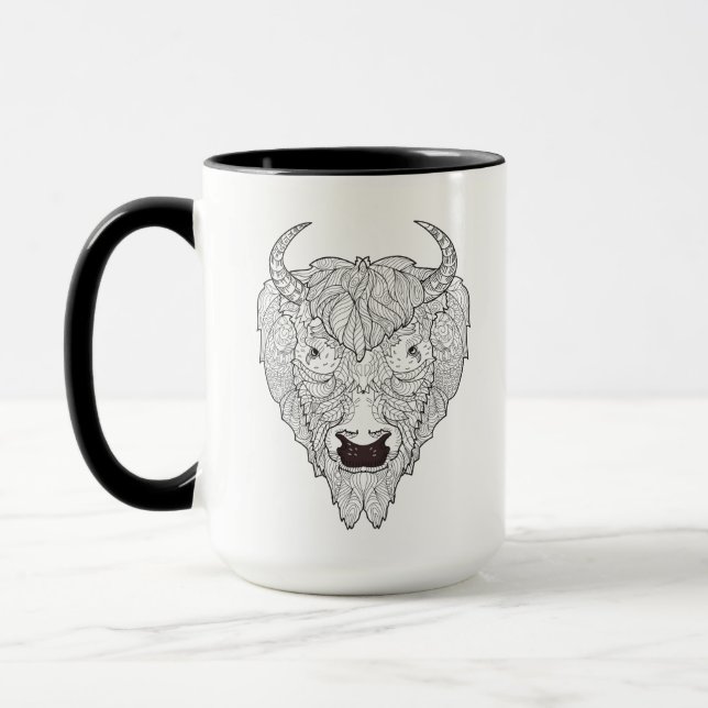 Bison Head Doodle Mug (Left)