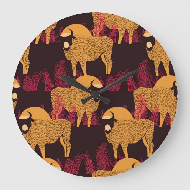 Bison High Grass: Field Pattern. Large Clock (Front)