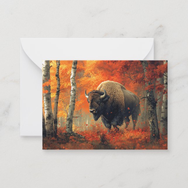 Bison in the Autumn Woods Artwork Card (Front)