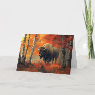 Bison in the Autumn Woods Artwork Card