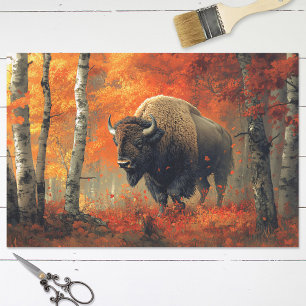 Bison in the Autumn Woods Artwork Decoupage Tissue Paper