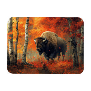Bison in the Autumn Woods Artwork Magnet