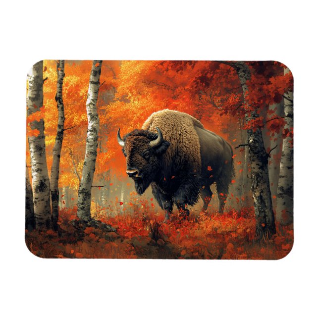 Bison in the Autumn Woods Artwork Magnet (Horizontal)